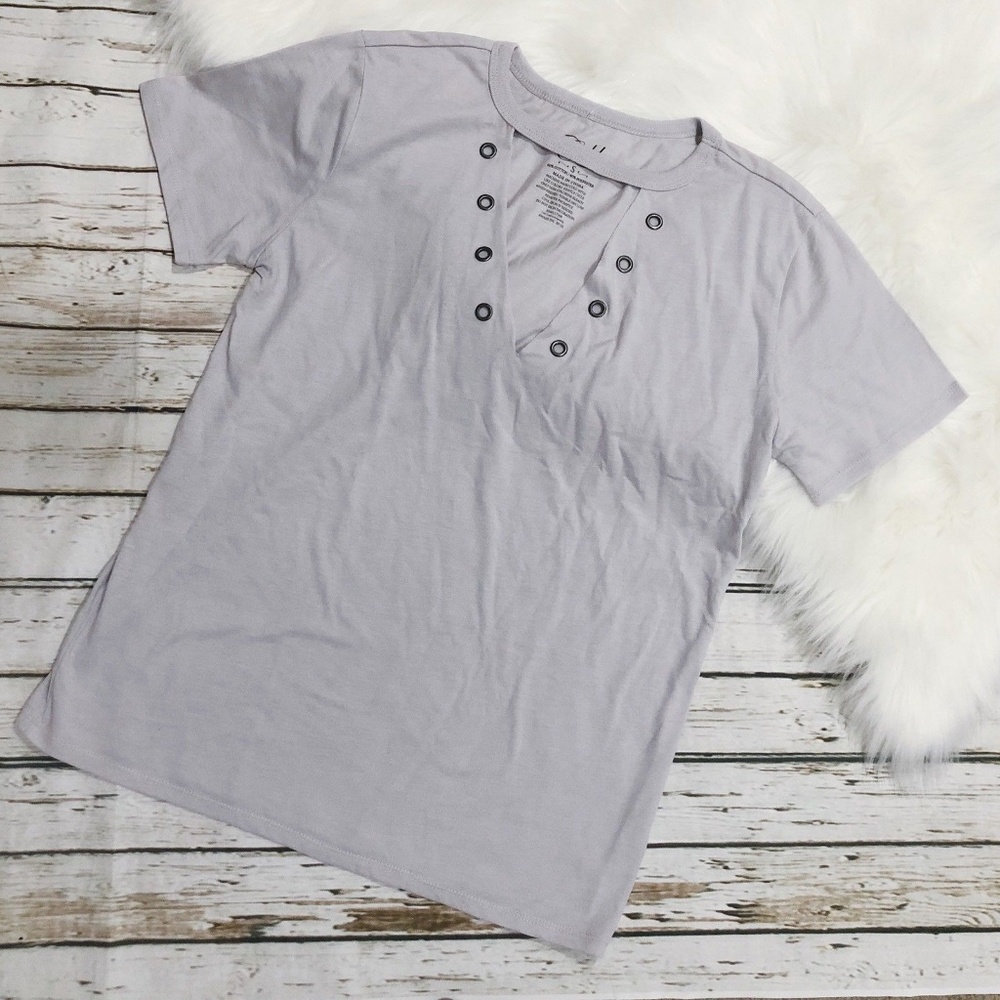 COLD CRUSH Gray Shirt Tee Cut Out Solid Size Small